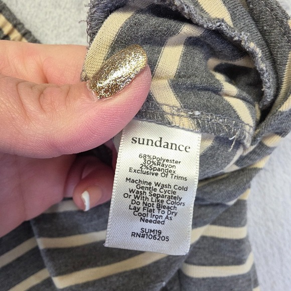 Sundance Skirt Womens L Gray Chevron A Line Jersey Knit Boho Minimalist Flare - Picture 8 of 10